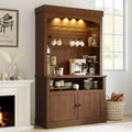 Coffee Bar Cabinet with LED Lights 72 in Tall Buffet Cabinet with Storage