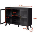 Meuble Bar à Vin de 47 Pouces, Desservante Autonome pour Bouteilles d'Alcool avec Étagères de Rangement, Casier à Vin et Porte-Verres pour Salle à Manger, Cuisine