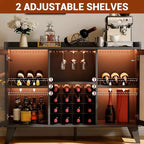 Meuble Bar à Vin de 47 Pouces, Desservante Autonome pour Bouteilles d'Alcool avec Étagères de Rangement, Casier à Vin et Porte-Verres pour Salle à Manger, Cuisine