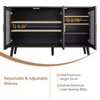 Mobile credenza con 3 ante lunghe in vetro effetto arcobaleno, credenza in truciolato di grande capacità, moderna per cucina, sala da pranzo o soggiorno, colore nero