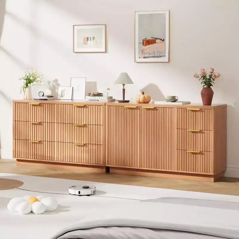 Madia moderna da 120 cm con contenitore, mobiletto compatto da cucina in legno con 3 cassetti e ripiano, tavolo buffet per sala da pranzo e soggiorno