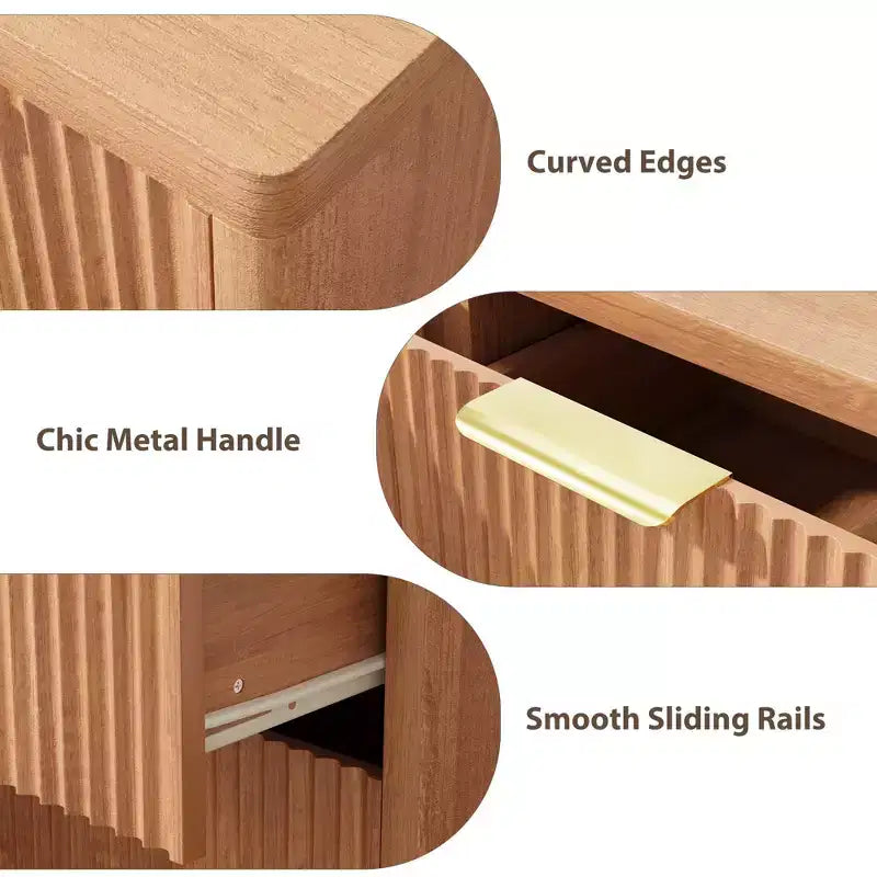 Madia moderna da 120 cm con contenitore, mobiletto compatto da cucina in legno con 3 cassetti e ripiano, tavolo buffet per sala da pranzo e soggiorno