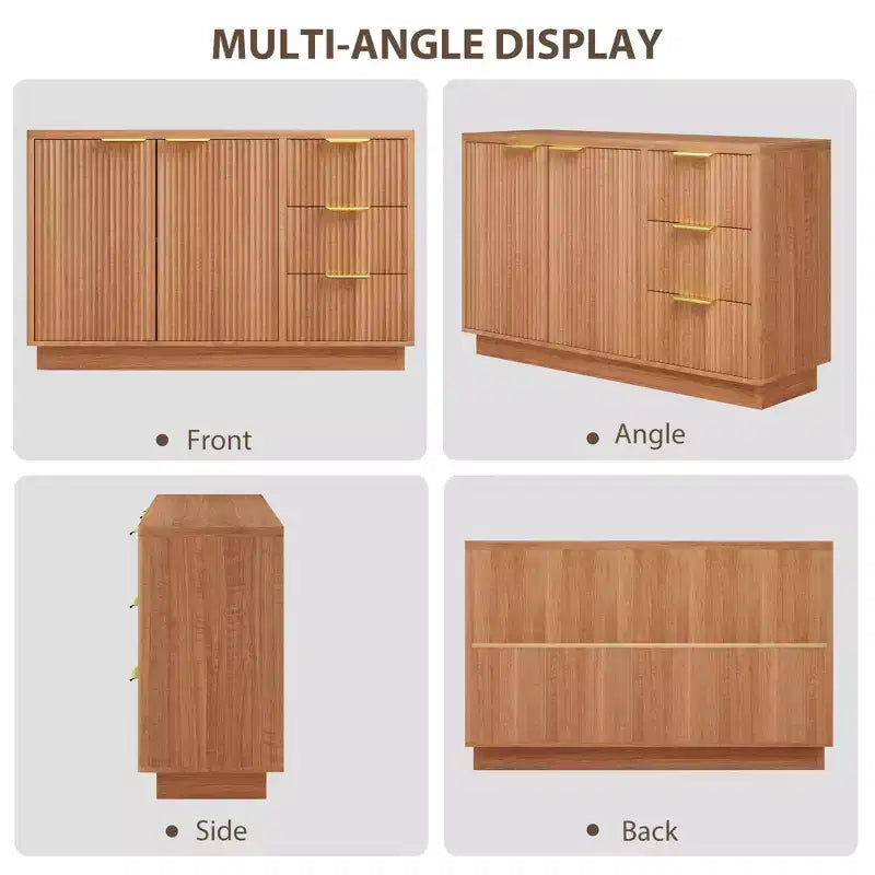 Madia moderna da 120 cm con contenitore, mobiletto compatto da cucina in legno con 3 cassetti e ripiano, tavolo buffet per sala da pranzo e soggiorno