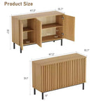 Mobile credenza a buffet da 60 pollici con contenitore, grande mobile contenitore in legno con ante scanalate e ripiano regolabile, moderno mobiletto da caffè indipendente