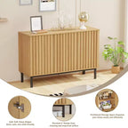 Mobile credenza a buffet da 60 pollici con contenitore, grande mobile contenitore in legno con ante scanalate e ripiano regolabile, moderno mobiletto da caffè indipendente