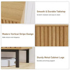 Mobile credenza a buffet da 60 pollici con contenitore, grande mobile contenitore in legno con ante scanalate e ripiano regolabile, moderno mobiletto da caffè indipendente