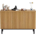 Mobile credenza a buffet da 60 pollici con contenitore, grande mobile contenitore in legno con ante scanalate e ripiano regolabile, moderno mobiletto da caffè indipendente