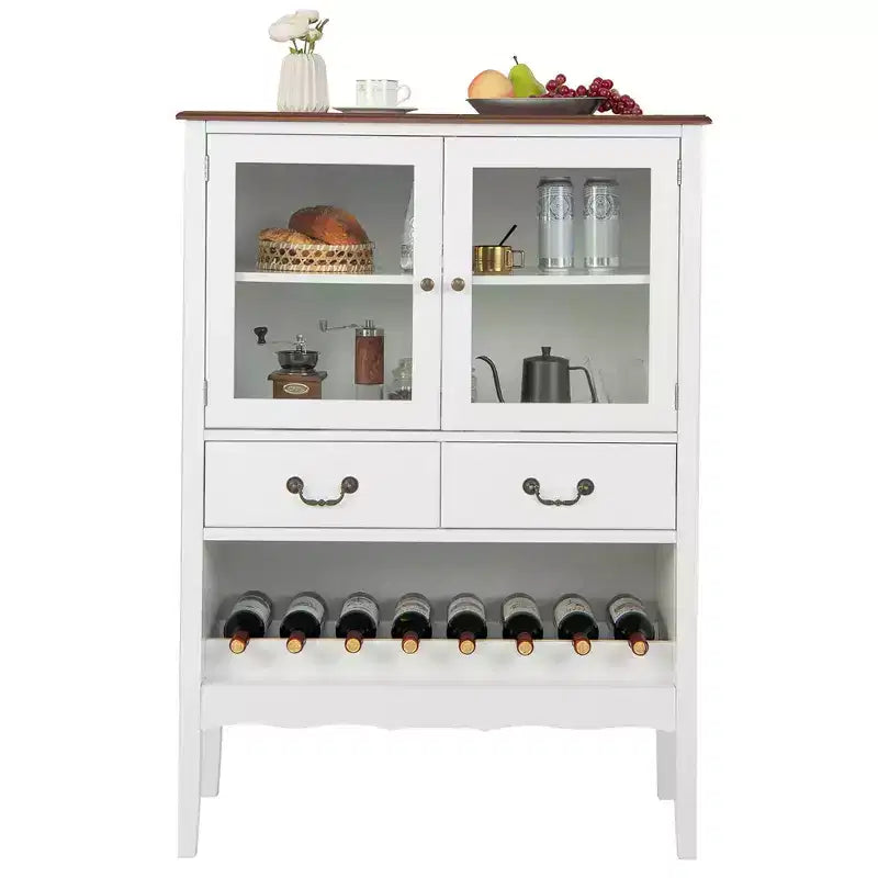Costway Credenza con 2 Ante per Liquori e Caffè, Buffet Autoportante, Cassetti