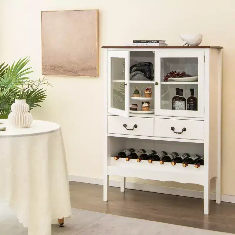 Costway Credenza con 2 Ante per Liquori e Caffè, Buffet Autoportante, Cassetti