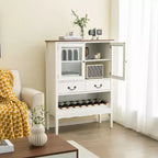 Costway Credenza con 2 Ante per Liquori e Caffè, Buffet Autoportante, Cassetti