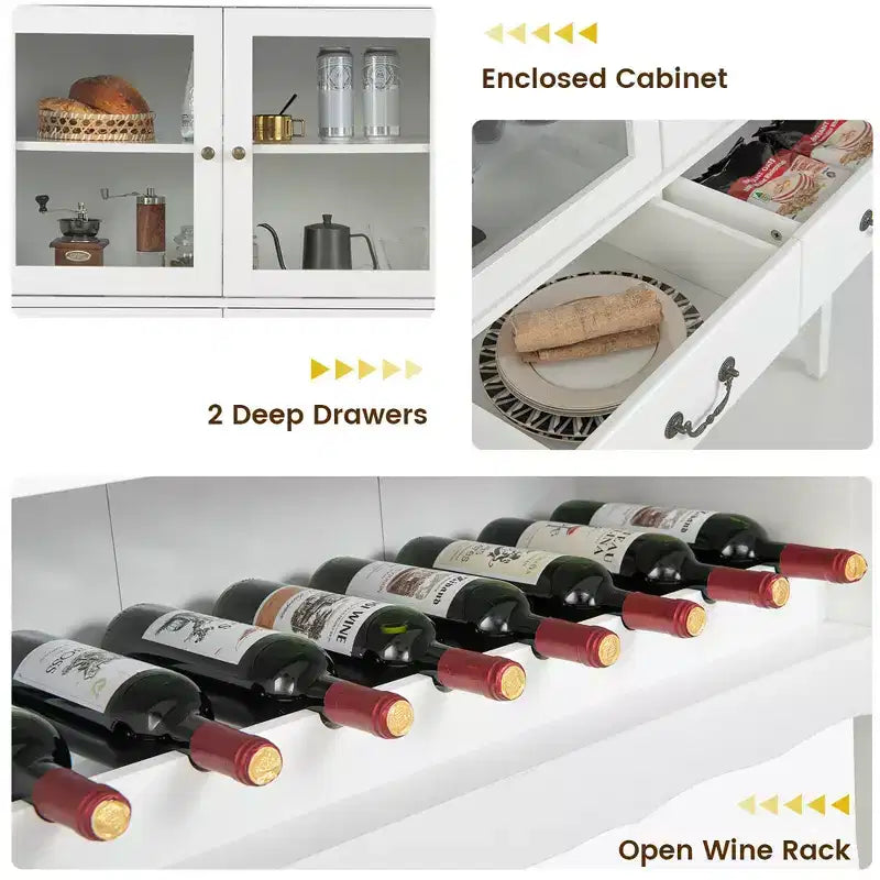 Costway Credenza con 2 Ante per Liquori e Caffè, Buffet Autoportante, Cassetti