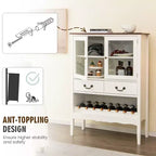 Costway Credenza con 2 Ante per Liquori e Caffè, Buffet Autoportante, Cassetti