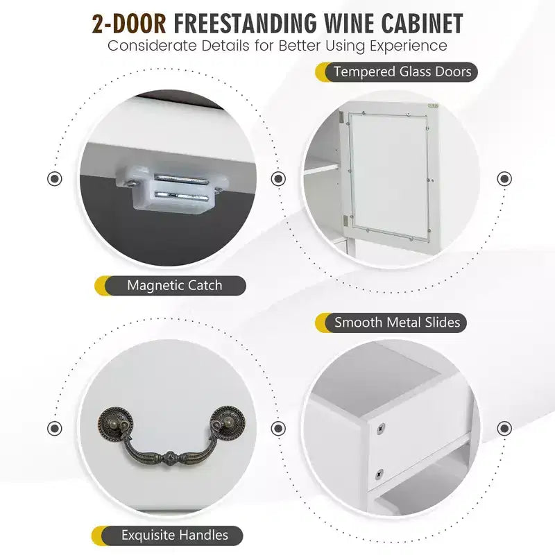 Costway Credenza con 2 Ante per Liquori e Caffè, Buffet Autoportante, Cassetti
