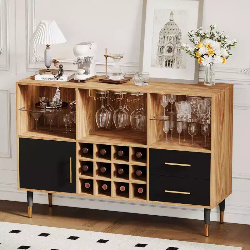 Mobiletto da caffè per agriturismo da 47 pollici, mobile bar indipendente con portabottiglie, credenza in legno, mobiletto moderno per liquori