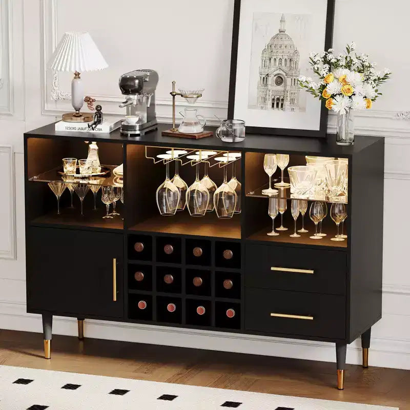 Mobiletto da caffè per agriturismo da 47 pollici, mobile bar indipendente con portabottiglie, credenza in legno, mobiletto moderno per liquori