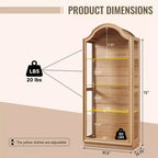 Vetrina in vetro ad arco da 72 pollici, Vetrina a 4 ripiani con luci LED a 20 colori, Scaffale espositivo moderno per soggiorno