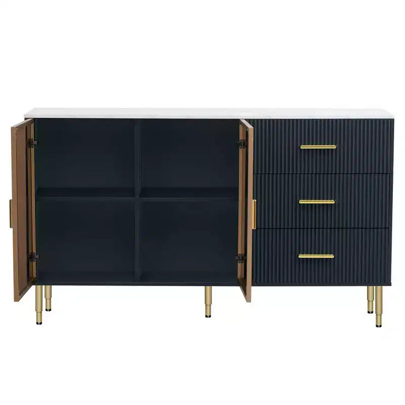 Modern Sideboard Buffet Cabinets Large Storage Space Multifunctional Storage Cabinet for Dining Living Room Entryway Black