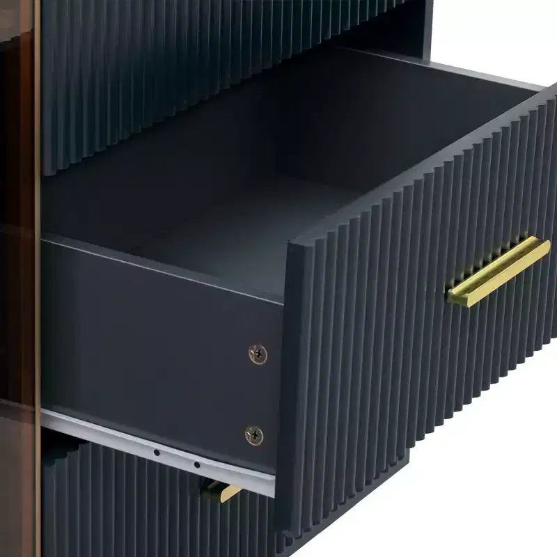 Madia Moderna Credenza Buffet con Ampio Spazio di Archiviazione Armadietto Multifunzionale per Sala da Pranzo Soggiorno Ingresso Nero