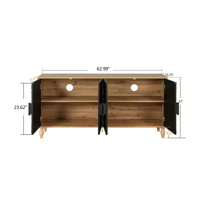 Credenza a Buffet, Mobiletto in Legno con Anta Scolpita a Fiori, Maniglia in Metallo, Credenza Autoportante