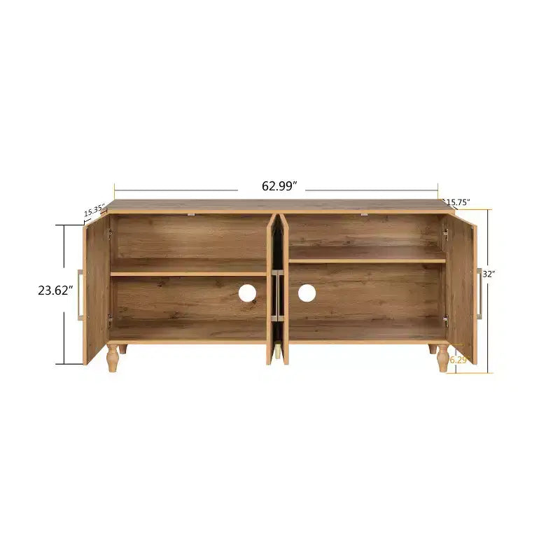 Credenza a Buffet, Mobiletto in Legno con Anta Scolpita a Fiori, Maniglia in Metallo, Credenza Autoportante