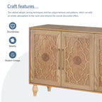 Credenza a Buffet, Mobiletto in Legno con Anta Scolpita a Fiori, Maniglia in Metallo, Credenza Autoportante