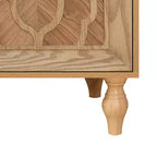 Credenza a Buffet, Mobiletto in Legno con Anta Scolpita a Fiori, Maniglia in Metallo, Credenza Autoportante