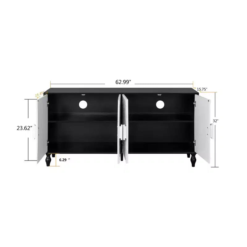 Credenza a Buffet, Mobiletto in Legno con Anta Scolpita a Fiori, Maniglia in Metallo, Credenza Autoportante