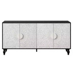 Credenza a Buffet, Mobiletto in Legno con Anta Scolpita a Fiori, Maniglia in Metallo, Credenza Autoportante