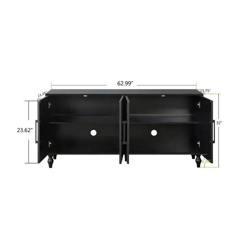 Credenza a Buffet, Mobiletto in Legno con Anta Scolpita a Fiori, Maniglia in Metallo, Credenza Autoportante