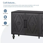Credenza a Buffet, Mobiletto in Legno con Anta Scolpita a Fiori, Maniglia in Metallo, Credenza Autoportante