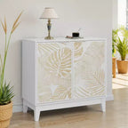 Madia a buffet 31.5W con anta intagliata, mobile contenitore decorativo con ripiani regolabili - Panipeachy
