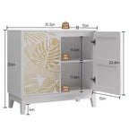 Madia a buffet 31.5W con anta intagliata, mobile contenitore decorativo con ripiani regolabili - Panipeachy