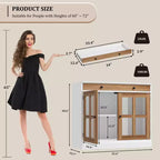Madia da 89.9 cm, con Ante in Vetro, Mobile Contenitore con Cassetti, Credenza Bianca e Marrone, Buffet e Madie Moderne