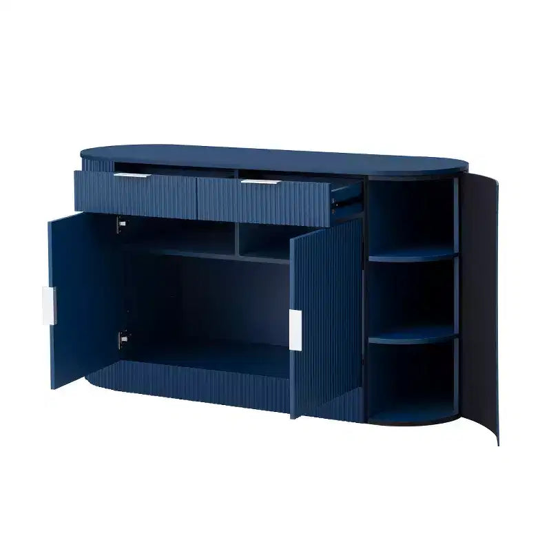 Credenza moderna ed elegante da 140 cm con ante laterali curve, mobile contenitore grande per sala da pranzo, soggiorno o ingresso - Panipeachy