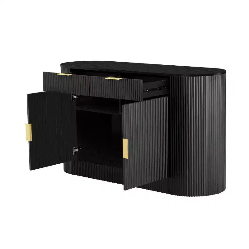 Credenza moderna ed elegante da 140 cm con ante laterali curve, mobile contenitore grande per sala da pranzo, soggiorno o ingresso - Panipeachy