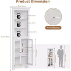Meuble d'angle, meuble de rangement d'angle de salle de bain moderne de 65 po avec portes vitrées et étagères réglables, vitrine à 5 niveaux, économiseur d'espace pour la maison