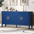Modern Farmhouse Sideboard Buffet Cabinet, Kitchen Storage Cabinet With Adjustable Shelves And 4 Doors, Coffee Bar Cupboard Navy Blue