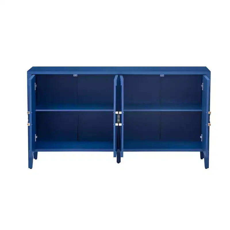 Buffet de ferme moderne, meuble de rangement de cuisine avec étagères réglables et 4 portes, armoire de bar à café bleu marine