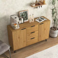 Sideboard Buffet Cabinet With Storage, Wood Coffee Bar Cabinet, Console Cabinet With 3 Drawers & 1 Door, Kitchen Buffet Cabinet Cupboard Natural