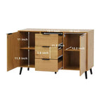 Credenza con mobile contenitore, mobile bar in legno, mobile consolle con 3 cassetti e 1 anta, credenza da cucina naturale