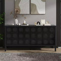 Sideboard Buffet Cabinet With Storage,Wood Coffee Bar Cabinet,Console Storage Cupboard With 4 Geometric Circular Design Doors,Buffet Cabinet Black