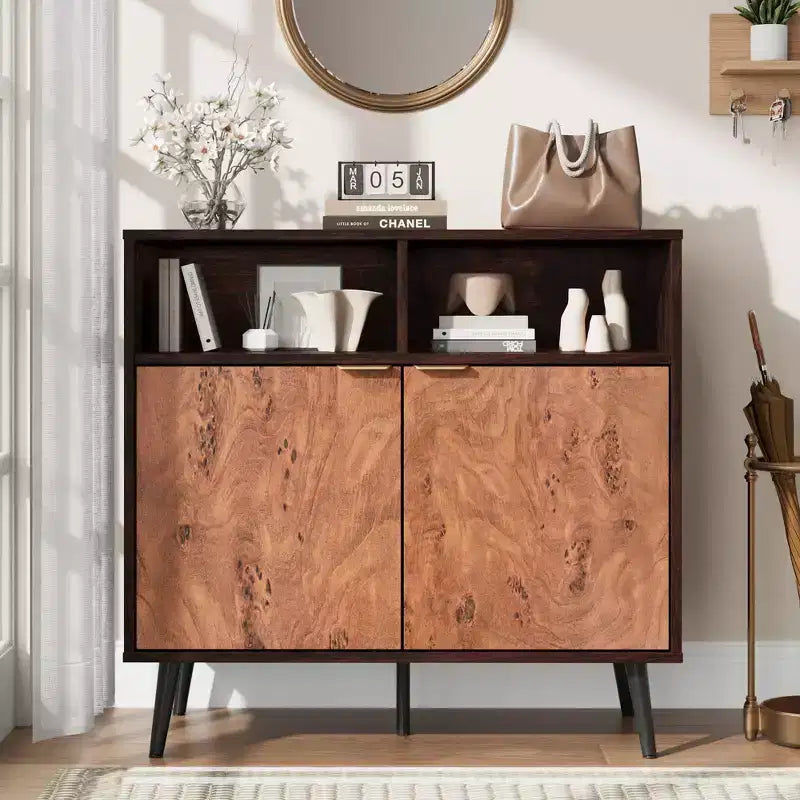 Credenza a buffet con contenitore, credenza a buffet rustica con 2 ripiani, armadietto per stazione caffè per sala da pranzo, soggiorno