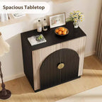 Credenza buffet Mid-Century Modern con design scanalato e ante ad arco, mobile contenitore per sala da pranzo, soggiorno, cucina, ripiani regolabili