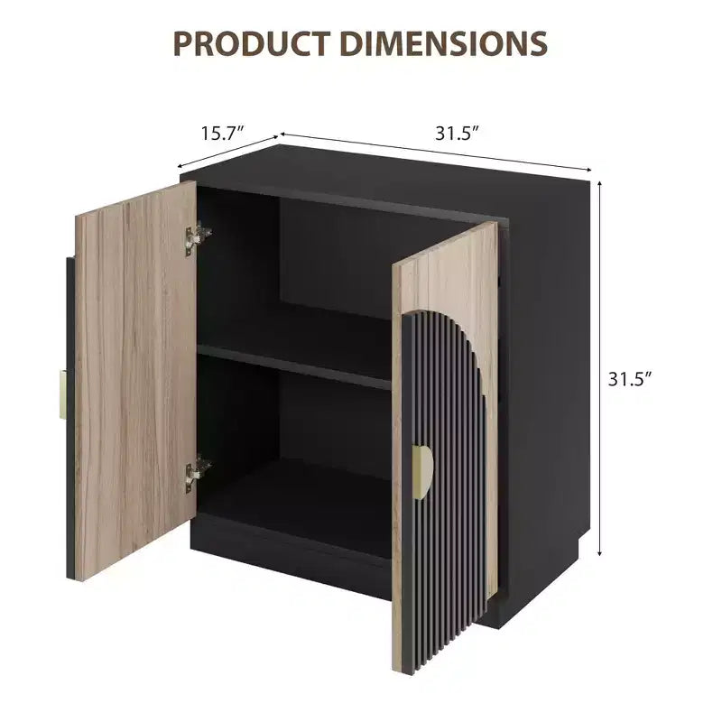 Credenza buffet Mid-Century Modern con design scanalato e ante ad arco, mobile contenitore per sala da pranzo, soggiorno, cucina, ripiani regolabili
