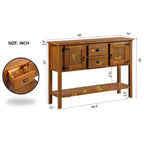 TUYOHW 48 Mobile Credenza Consolle in Legno Massello di Pino, Armadietto con 2 Cassetti, 2 Ante, Ripiano Inferiore, Madia per Cucina, Sala da Pranzo