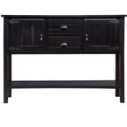 TUYOHW 48 Mobile Credenza Consolle in Legno Massello di Pino, Armadietto con 2 Cassetti, 2 Ante, Ripiano Inferiore, Madia per Cucina, Sala da Pranzo