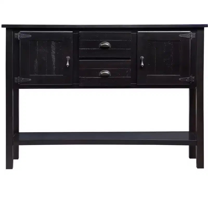 TUYOHW 48 Mobile Credenza Consolle in Legno Massello di Pino, Armadietto con 2 Cassetti, 2 Ante, Ripiano Inferiore, Madia per Cucina, Sala da Pranzo