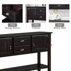 TUYOHW 48 Mobile Credenza Consolle in Legno Massello di Pino, Armadietto con 2 Cassetti, 2 Ante, Ripiano Inferiore, Madia per Cucina, Sala da Pranzo