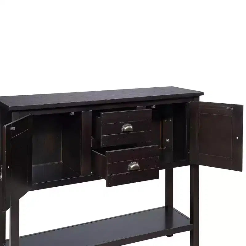 TUYOHW 48 Mobile Credenza Consolle in Legno Massello di Pino, Armadietto con 2 Cassetti, 2 Ante, Ripiano Inferiore, Madia per Cucina, Sala da Pranzo