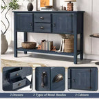 TUYOHW 48 Mobile Credenza Consolle in Legno Massello di Pino, Armadietto con 2 Cassetti, 2 Ante, Ripiano Inferiore, Madia per Cucina, Sala da Pranzo